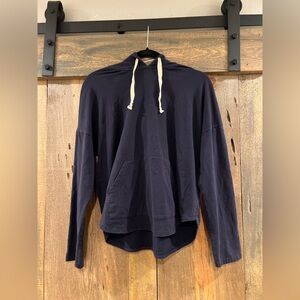 Boden Relaxed Fit Pullover Navy Hoodie Tan/Gold Strings US 8 (Medium)